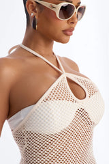 Tans And More Crochet Keyhole Midi Swim Cover Up Dress - White