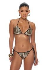 Here For A Good Time Sequin Bikini 3 Piece Set - Gold