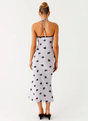 Nestel Flock Halter Midi Dress - Lilac