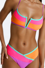 Kourt 2 Piece Geometric Bralette Bikini Set - Multi Color