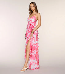 Annalise Floral Ruffle Formal Dress