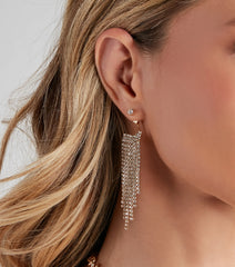 Glitzy Rhinestone Fringe Earrings