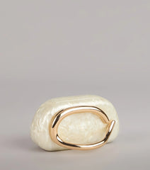 Polished Plans Pearlescent Metal Handle Clutch