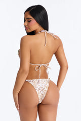 Coastal Tide Leopard Applique 2 Piece Bikini Set - White/combo