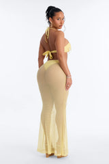 Sunshine State 3 Piece Bandeau Bikini Skirt Set - Yellow