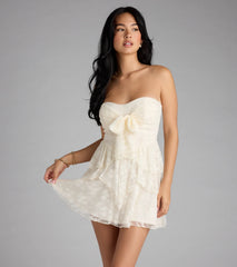 Love Stories Tie Front Ruffle Lace Skater Dress