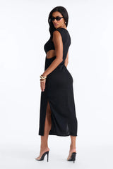 Sunny Days Twisted Knot Maxi Swim Cover Up Dress - Black