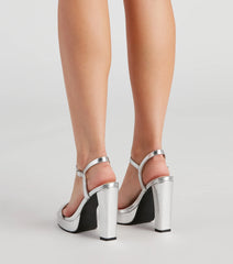 You Glow Girl Metallic Block Heels