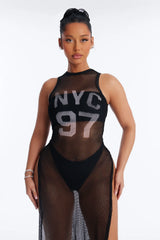 Poolside Chilling Fishnet Cover Up Dress - Black