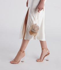 Perfectly Elegant Rhinestone And Pearl Sphere Clutch