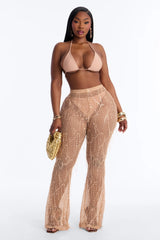 Drinks On Me Sequin Cover Up Pants - Mocha