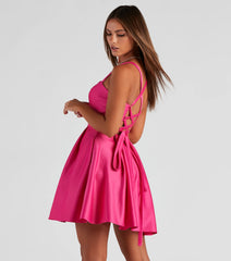 Shayna Lace-Up Skater Party Dress