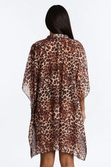 Drew Leopard Cover Up Collared Kimono - Leopard