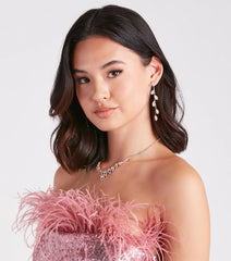 Shimmering Stunner Rhinestone Leaf Duster Earrings