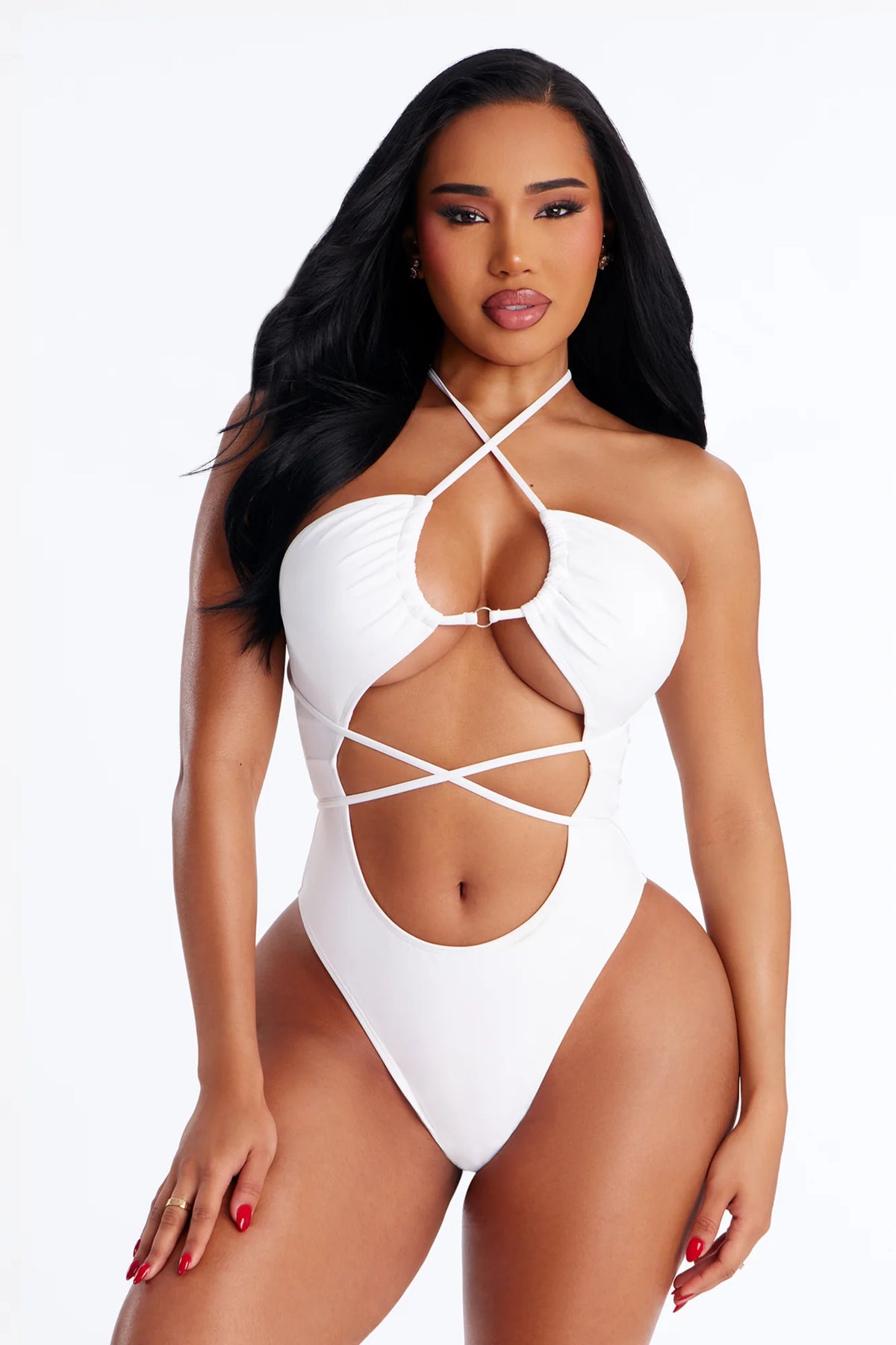 Arabelle Strappy Cutout 1 Piece Swimsuit - White