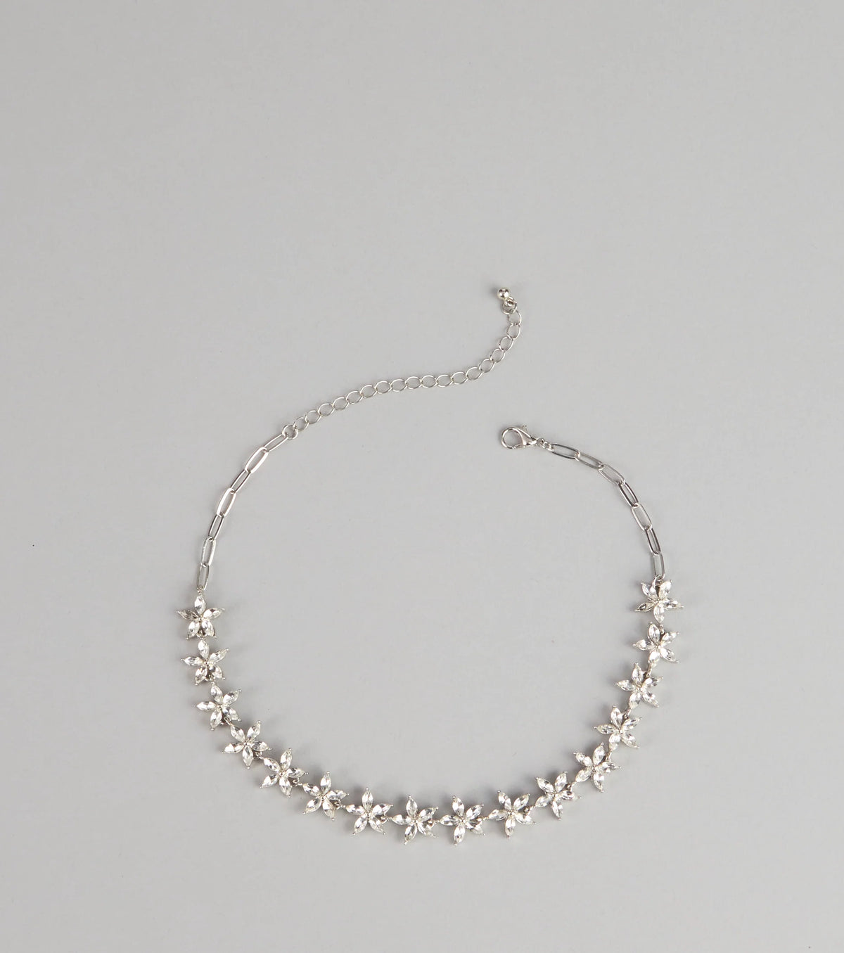 Floral Glow Rhinestone Chain Necklace
