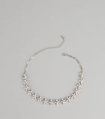 Floral Glow Rhinestone Chain Necklace