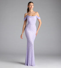 Faye Cold Shoulder Mermaid Beaded Formal Dress