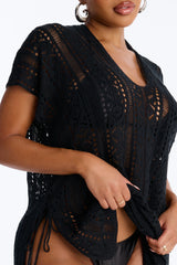 Iris Crochet Swim Cover Up - Black
