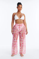 Poolside Obviously Paisley Cover Up Pants - Pink/combo