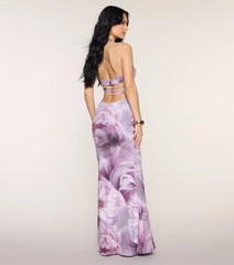 Natalia Floral Halter Formal Dress