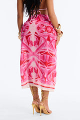 Sunkissed Hours Abstract Swim Cover Up Sarong - Pink/combo