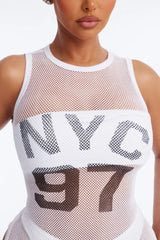 Poolside Chilling Fishnet Cover Up Dress - White